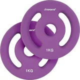 ScSPORTS® Neopren Hantelscheiben - Set: 2 x 1 kg, Ø 31mm, Gusseisen, Lila - Hantelscheiben-Set, Gewichtsscheiben, Fitness Scheiben, Gewichte für Hantel, Langhantel