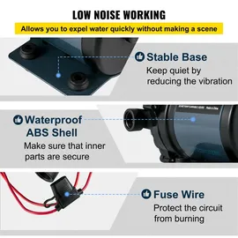 Vevor Abwaschpumpe 12 V DC 7 GPM 60 PSI max. 3 m Hebebühne mit EPDM-Ventil und Universal-Salzwassersieb