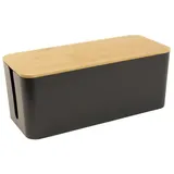 Intirilife Kabelbox mit Bambusdeckel in Schwarz - Gr.: onesize
