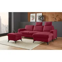 Home Affaire "Lolland L-Form", rot (bordeaux), B:250cm H:88cm T:162cm, Struktur imprägniert - feucht abwischbar (100% Polyester);Struktur Flausch (90% Polyester, 10% Polyamid);Luxus-Microfaser ALTARA NUBUCK (100% Polyester), Sofas, Ecksofa, Wahlweise mit