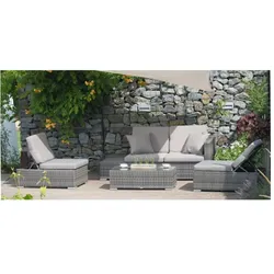 Garten Lounge Sitzgruppe Relax Sofa + Tisch + Sessel Terrasse Möbel Rattan Optik
