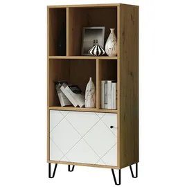 trendteam Bücherregal 63 x 136 x 40 cm Weiß/Eiche