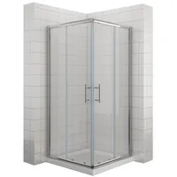 SONNI Eckdusche 70x70 - 120x120 cm, Eckeinstieg Doppel Schiebetüren Dusche, BxT: 80x80 cm, ESG Glas Höhe 185 / 195cm Verstellbereich: bis zu -20 mm 80 cm x 185 cm x 80 cm