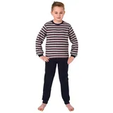 normann Frottee Schlafanzug Pyjama langarm Bündchen in Streifenoptik, Farbe:grau, Größe:152 - 77014 grau | Gr.: 152