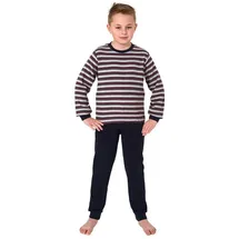 normann Frottee Schlafanzug Pyjama langarm Bündchen in Streifenoptik, Farbe:grau, Größe:152 - 77014 grau | Gr.: 152