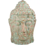 deluke Buddhakopf CELO Kunststoff Kupfer-Grün 110x76x76cm Gartendeko Outdoor Indoor Dekoration Budda