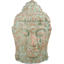 deluke Buddhakopf CELO Kunststoff Kupfer-Grün 110x76x76cm Gartendeko Outdoor Indoor Dekoration Budda