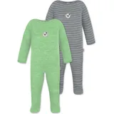 Normani Outdoor Sports 2er Pack MERINO Baby Merino Strampler „Levin" in Grün/Grau | Gr.: 80