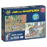 JUMBO Spiele Jumbo 1110100037 - Jan van Haasteren, Der Käsemarkt + Die Segelregatta, Comic-Puzzle, 2x1000 Teile