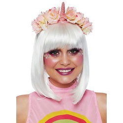Leg Avenue Kostüm Rosiges Einhorn, Blumiger Haarschmuck für pinke Einhörner rosa