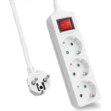 helos Steckdosenleiste CLASSIC, 3-fach, weiß, 1,5m, mit Schalter - Weiß
