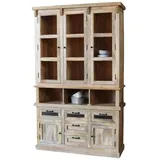 baario Buffet Vitrine LAON Landhaus Vintage Geschirrschrank massiv 135 cm Buffet braun