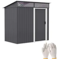 Outsunny Metall Gerätehaus 1,9m2 195x122x182cm Geräteschuppen mit Fundament Pultdach