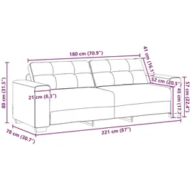 vidaXL 3-Sitzer-Sofa Hellgrau 180 cm Stoff