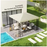 Outsunny Pavillon-Ersatzdach für Pavillon 3 x 3 m, wasserdicht, 370 g/m2, 298.0 x 298.0 cm (Regenschutz Ersatzbezug, Ersatzdach Schutzhaube), aus Oxford-Stoff, 370 g,m2, Cremeweiß weiß