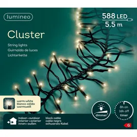Lumineo LED-Lichterkette Cluster 588 LED 5,5 m warmweiß schwarz