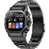 Smartwatch Herren Android Fitnessuhr Herren Pulsuhr Blutdruck Schlaftracker IP68 Wasserdicht Sportuhren Herren Smart Watch iOS Militär Uhr Outdoor Smartwatch Telefonfunktion Damen Laufuhr Edelstahl