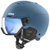 Uvex Wanted Visor - robuster Skihelm für Damen und Herren - mit Visier - optimierte Belüftung - Stone Blue matt 59-61 cm