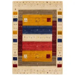 Wollteppich CARPETFINE "Gabbeh Soni", bunt (multi), B:140cm H:15mm L:200cm, Wolle, Teppiche, reine Wolle, sehr weicher Flor, Wohnzimmer