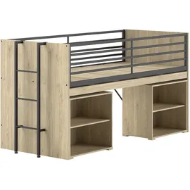 Vipack Stauraumbett Sam 90 x 200 cm Eiche dekor beige