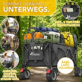 TRESKO Bollerwagen faltbar 215L mit Bremse schwarz