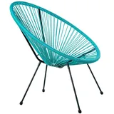 DRW Outdoorsessel aus Stahl und synthetischem Rattan PE in Blau, 80 x 71 x 83 cm, ESTANDAR