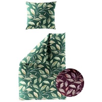 BIERBAUM Biber Bettwäsche 2 TLG. 135x200cm Blätter Blatt Bordeaux