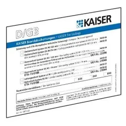 KAISER 9473-92 Brandschutz Schott-Kennzeichnungsschild, Sprachen D/GB/FR/NL, für alle KAISER-Schottungen 947392  - 10 Stück
