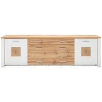 LIV´IN Sideboard MATERA, Weiß supermatt Dekor - 240 x 46 cm - Eiche Altholz Dekor - 2 Türen - 3 Schubladen