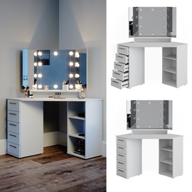 Vicco Eckschminktisch Sofia Weiß mit LED Beleuchtung