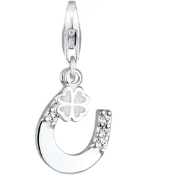 Elli Charm Damen Charm Hufeisen Kleeblatt mit Kristallen in 925 Sterling Silber