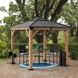 Sunjoy Gazebo Rapi Zedernholz 273 cm x 273 cm Anthrazit FSC®