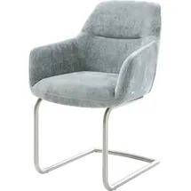 DeLife Freischwinger Pejo-Flex Chenille Pastellblau Freischwinger rund Edelstahl Taschenfederkern,