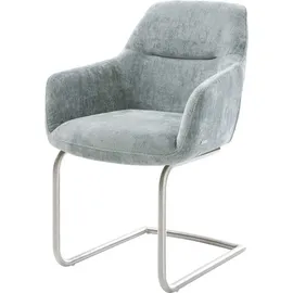 DeLife Freischwinger Pejo-Flex Chenille Pastellblau Freischwinger rund Edelstahl Taschenfederkern,