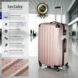 Tectake tectake® Hartschalenkoffer-Set, Cleo 4-teilig, 3 Trolleys, 1 Beauty Case inkl. Kofferwaage und -anhänger - Gold