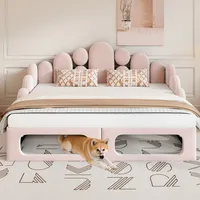 Schlafsofa Samt Rosa 180x200 Cm, 2-in-1 Polsterbett Mit Haustierbett, Multifunktional