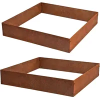 Estexo Beeteinfassung Beetumrandung Quadrat 2er Set Edel-rost Hochbeet Cortenstahl