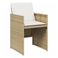 VidaXL Gartenstühle mit Kissen 4 Stk. Beige Poly Rattan