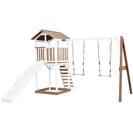 Axi Beach Tower mit Doppelschaukel braun / Weiße Rutsche