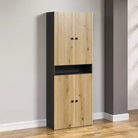 trendteam PureBliss Niklas Hochschrank 70 x 31 x 186 cm Evoke Eiche/Anthrazit Metall