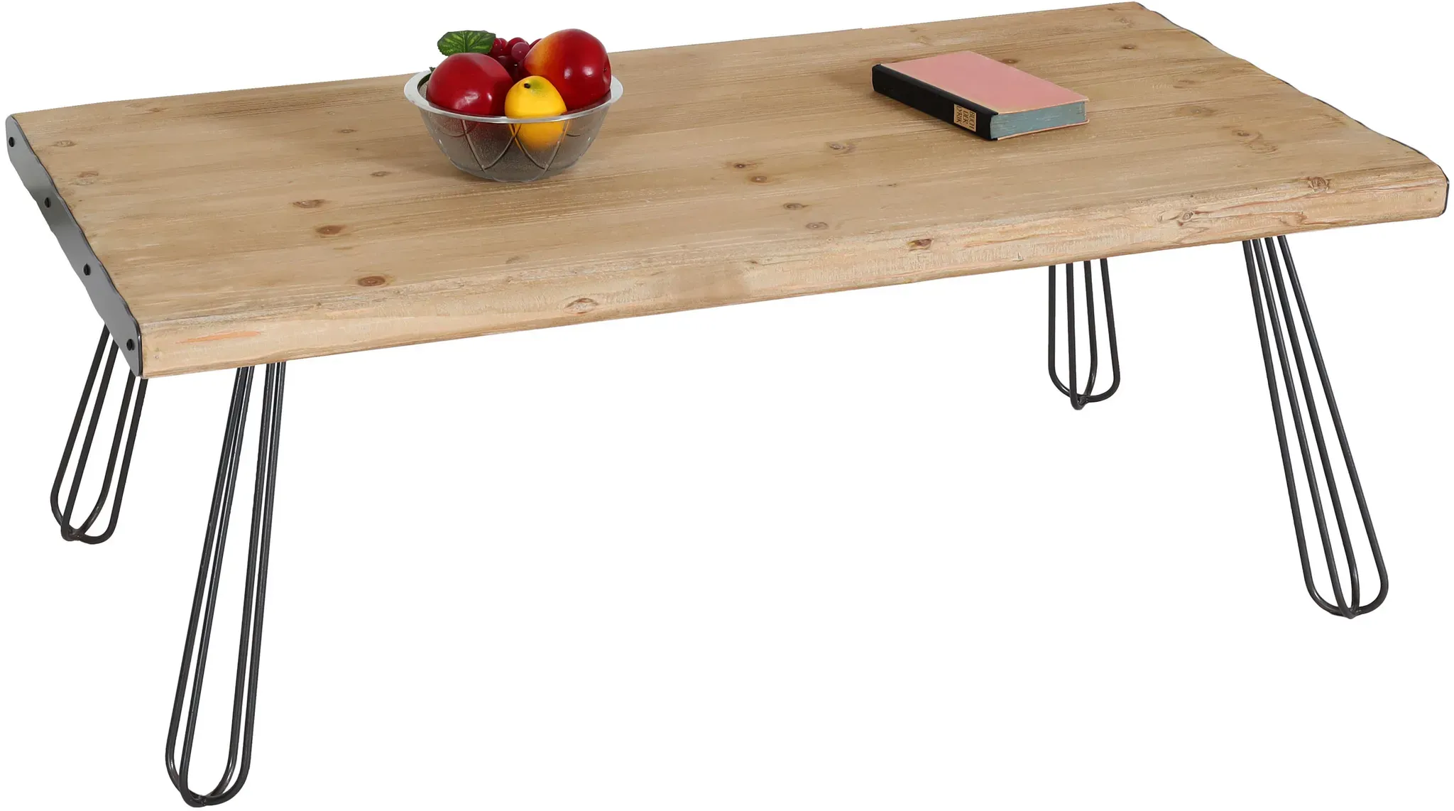 Couchtisch HWC-L73, Tisch Wohnzimmertisch, Industrial Massiv-Holz MVG-zertifiziert 120x60cm, natur