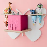 Eostbe Schmetterling-Tonie-Regal für Tonie- und Tonie-Box, weißes, magnetisches Tonie-Holzregal für Tonie-Aufbewahrung, niedliches Tonie-Wandregal für 8–12 Tonie-Figuren, Tonie-Box-Regal zur