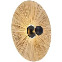 QAZQA - Ländliche Wandleuchte schwarz mit Seil 60 cm