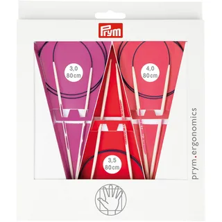 Prym 215000 Rundstricknadel Set prym.ergonomics, 3,0-4,0mm, Kunststoff, multicolor, alabasterweiß, 3-4 mm / 80 cm
