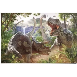 Poster REINDERS "Poster Kampf der Dinosaurier", grün (farbe bild(er): grün), B:91,5cm H:61cm, Papier, Bilder