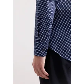 Seidensticker Businesshemd "Schwarze Rose", Herren, Gr. L (42), normale Ärmellängen, dunkelblau, 100% Baumwolle, bedruckt, tailored fit, 2-Knopf-Manschette, Hemden, Shaped 1/1 Kentkragen Druck