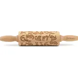 Folkroll "3D-Motiv-Teigrolle", braun, L:23cm, Buchenholz, Teigroller, Katzen,