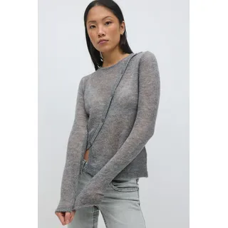 Gina Tricot - Asymmetric knitted cardigan - Cardigans - Grau - XS - Dame - Grau - XS