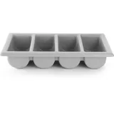 HENDI Besteckbehälter, Besteckfass, Besteckkorb, Utensilienhalter, Küchenutensilienhalter, Besteckkasten, Besteckmulde, 4 Fächer, GN 1/1, 530x325x(H) 100mm, grau, Polypropylen