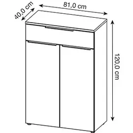 Germania Aktenschrank Mailand, 4369-84 weiß 81,0 x 40,0 x 120,0 cm